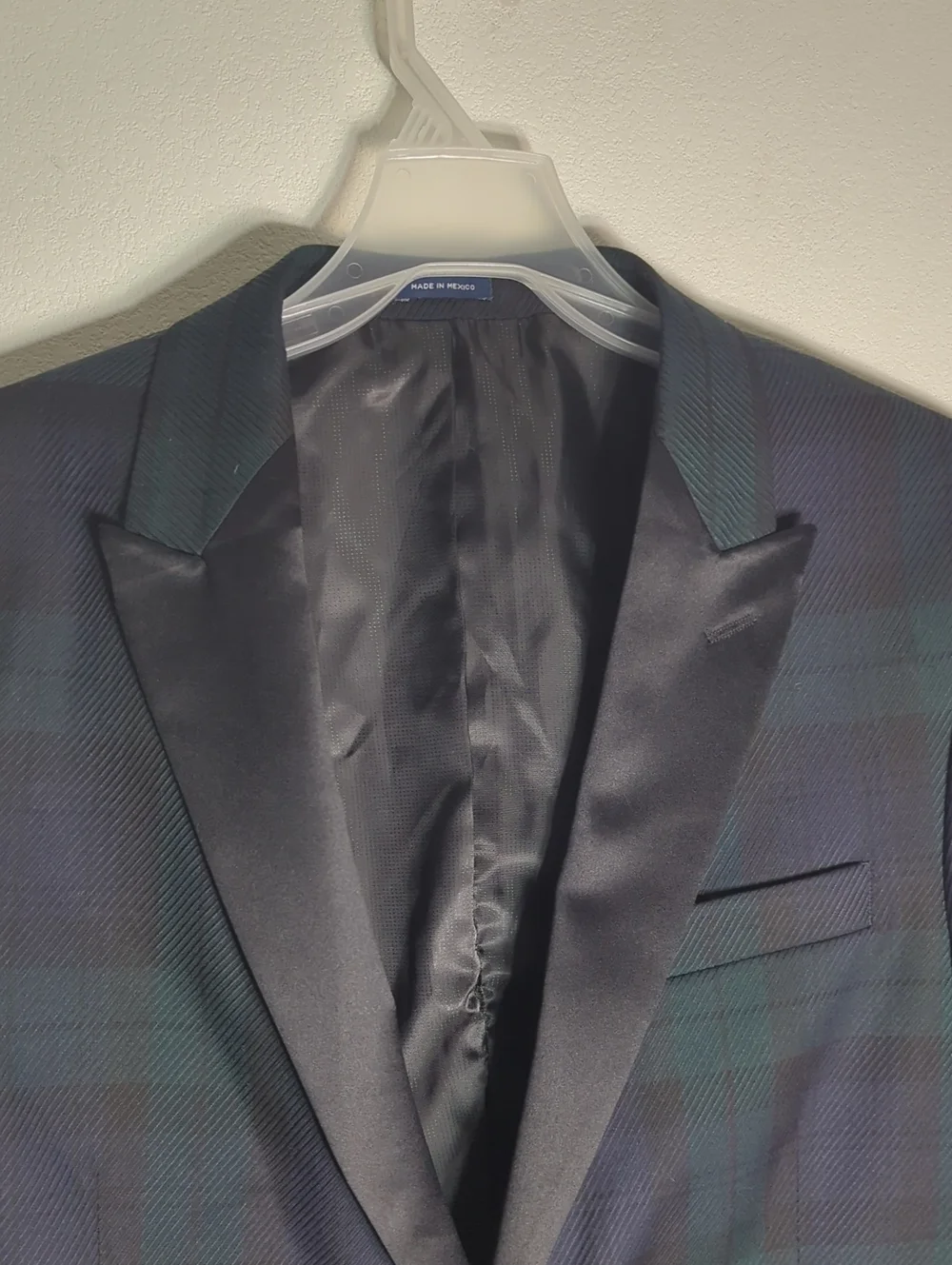 Mens Plaid Tartan Tuxedo Suit Coat Dinner Jacket Blue Scottish Special Event 46R